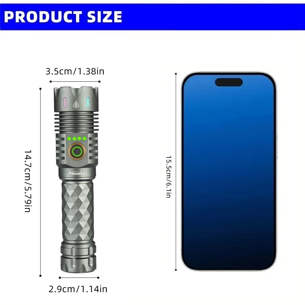 6000 Lumen Rechargeable LED Flashlight With Magnetic Base