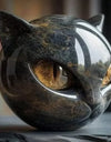 Room Embellishment Finish Home Decor Amber Eyes Black Cat Figurine Resin Ornament Halloween Office Bookshelf Decor