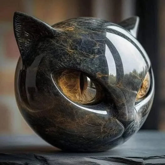Room Embellishment Finish Home Decor Amber Eyes Black Cat Figurine Resin Ornament Halloween Office Bookshelf Decor