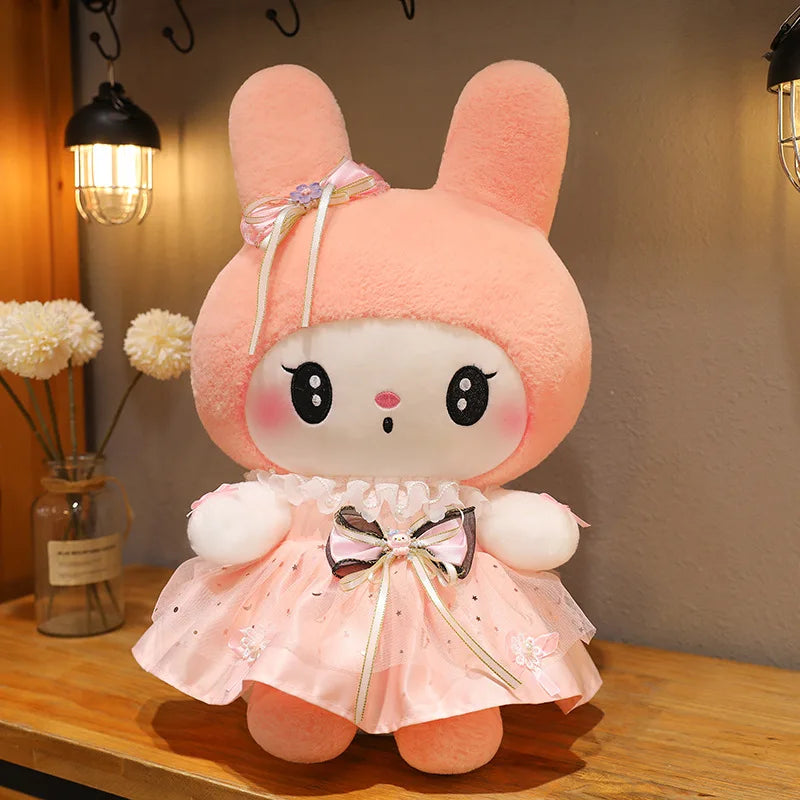 70cm Sanrio Kawaii Kuromi Plush Toy in Princess Tulle Skirt Melody Stuffed Doll Kids Birthday Xmas Gift Cute Pillow for Children