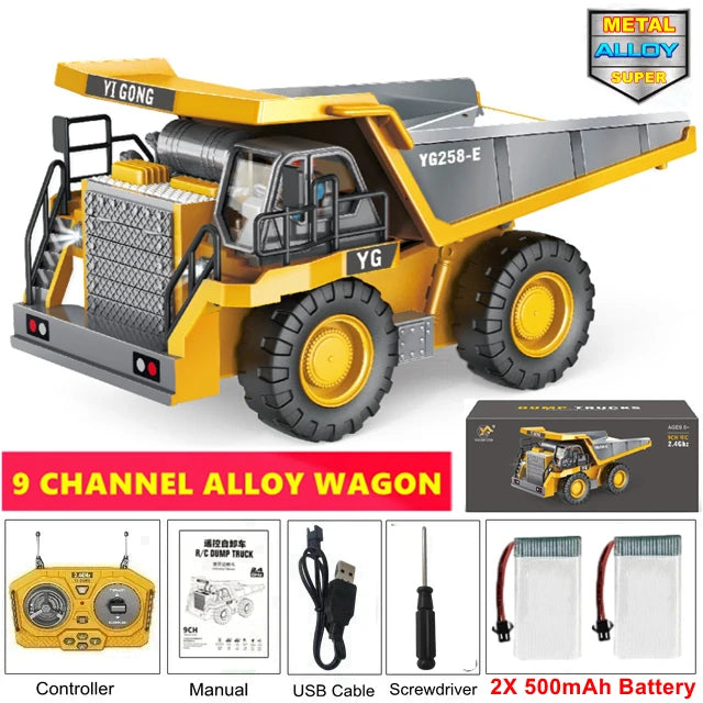 Remote Control Excavator Dump Truck Crawler Bulldozer RC Model Car Toy Alloy Simulation Construction Vehicle Gifts