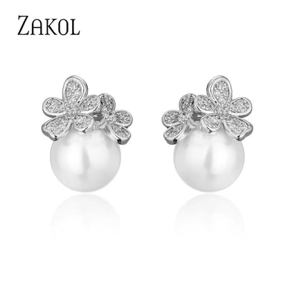 Exquisite Micro Inlay Zircon Flower Stud Earrings