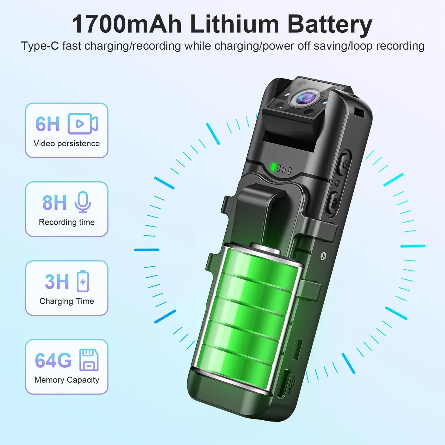 4K Mini Action Camera with Night Vision, WiFi & 180° Rotating Lens Portable Body Cam Recorder