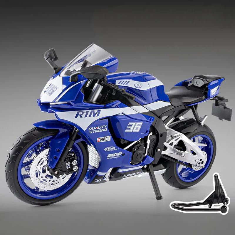 1:9 Yamaha YZF-R1M YZFR1M Alloy Die Cast Motorcycle Model Toy Vehicle Collection Sound and Light Off Road Autocycle Toys Car