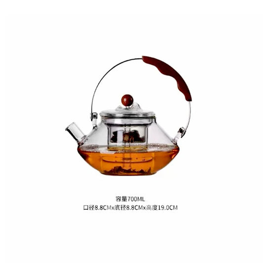 Kung Fu Tea Set Beam Glass Teapot Pottery Stove Tea Water Separation Tea Pot Cooking and Steaming Dual Purpose Tea Kettle