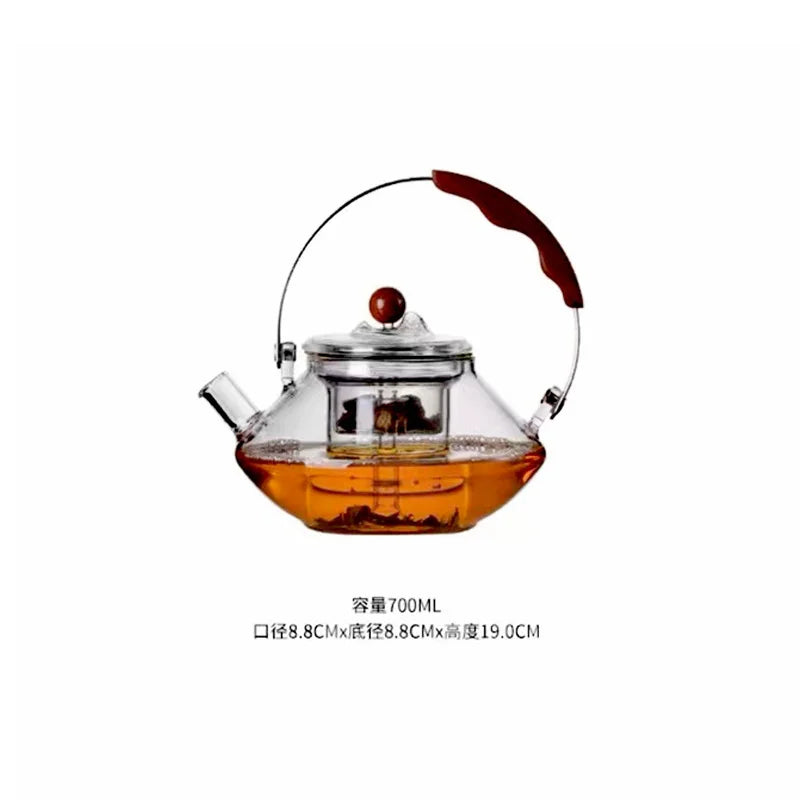 Kung Fu Tea Set Beam Glass Teapot Pottery Stove Tea Water Separation Tea Pot Cooking and Steaming Dual Purpose Tea Kettle