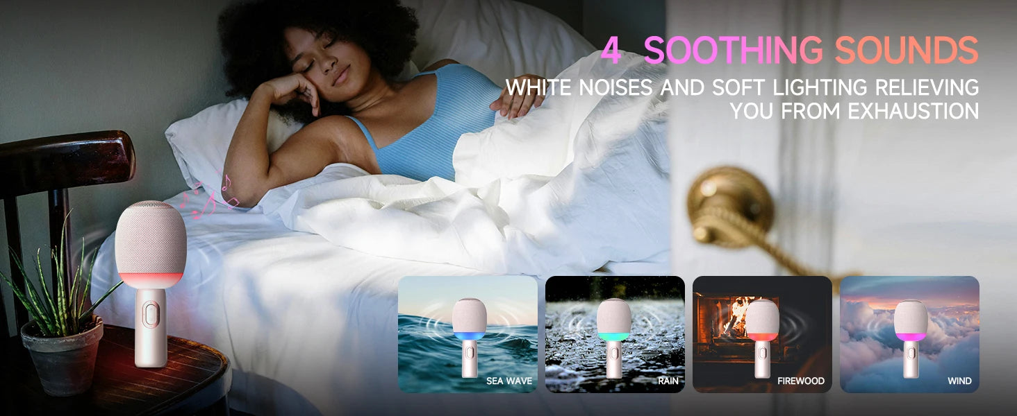 Wireless Bluetooth Karaoke Microphone, 5-in-1 Portable Handheld Mic Speaker with Dynamic Lights, Karaoke Microfono for Car