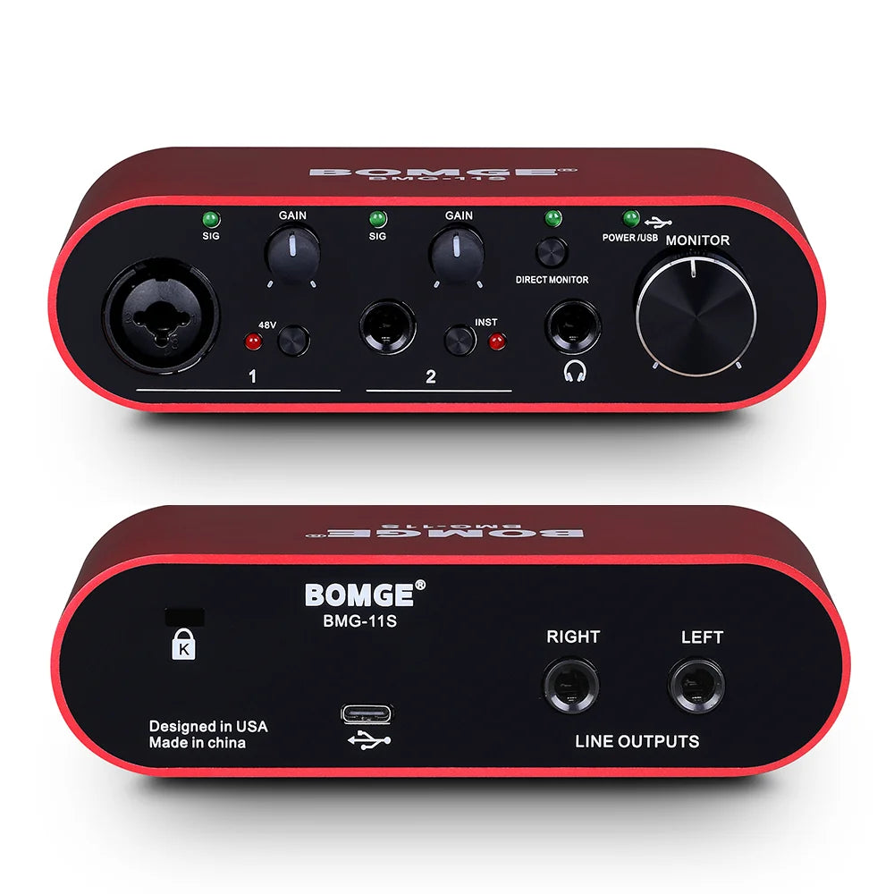 BMG11S USB Audio Interface with 24 Bit 192kHz Recording and Headphone Monitoring Amplifier