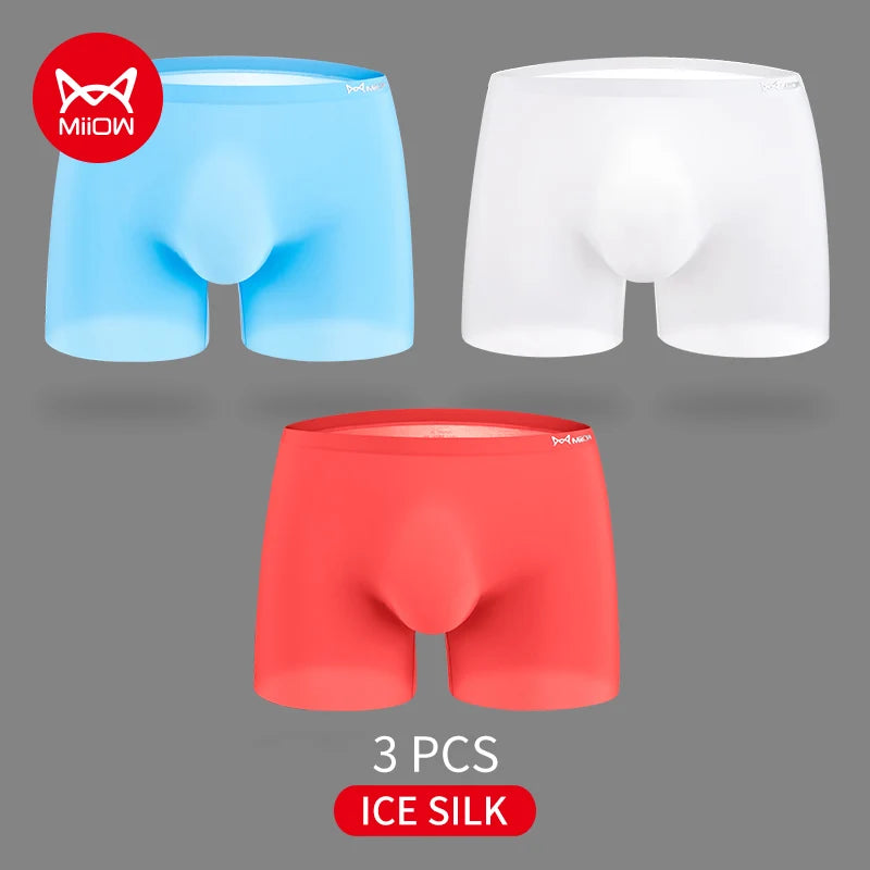 3-Pack Ultra-Thin 120S Ice Silk Men’s Breathable Boxer Shorts