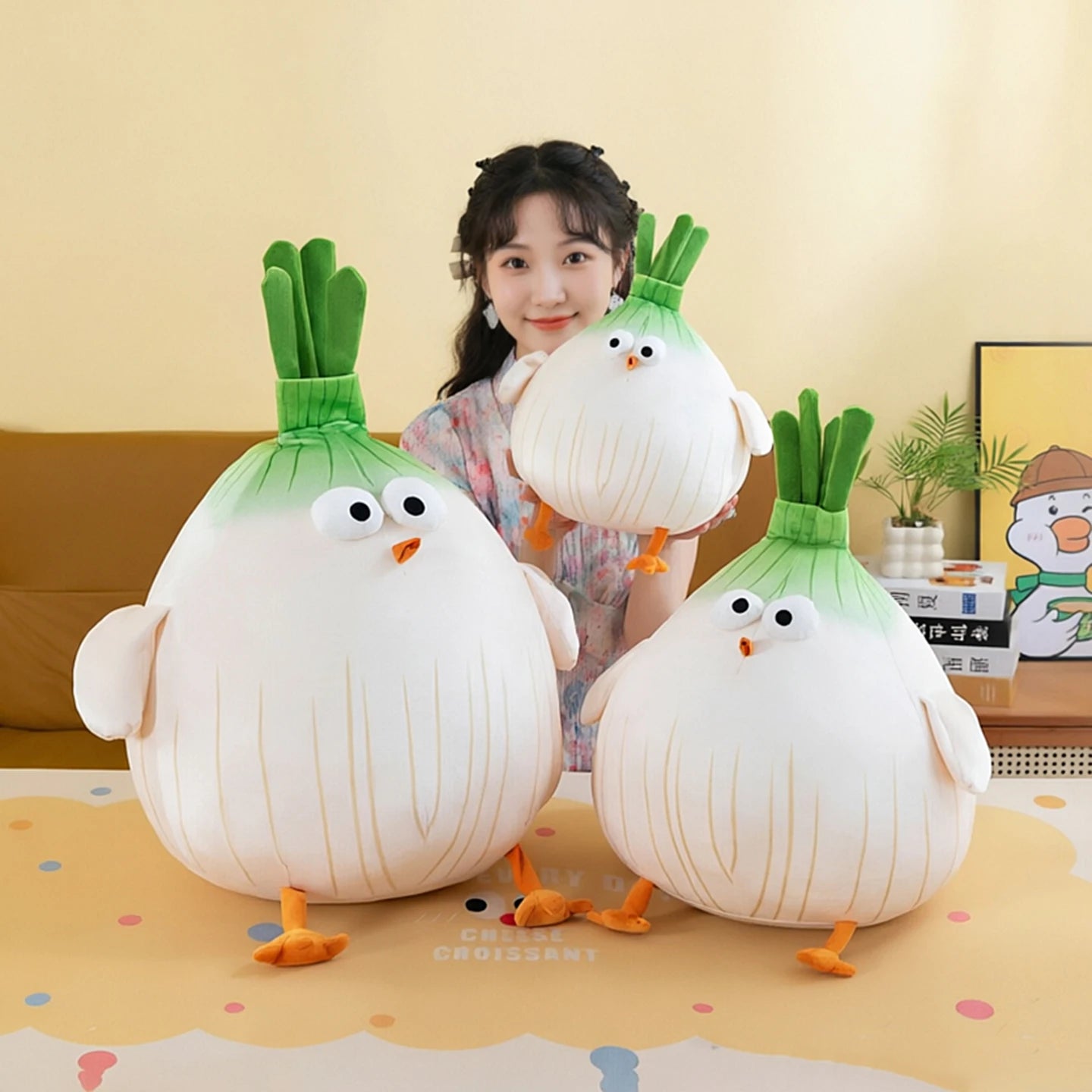 Creative Scallion Chicken Plush Toy Soft Stuffed Pillow
