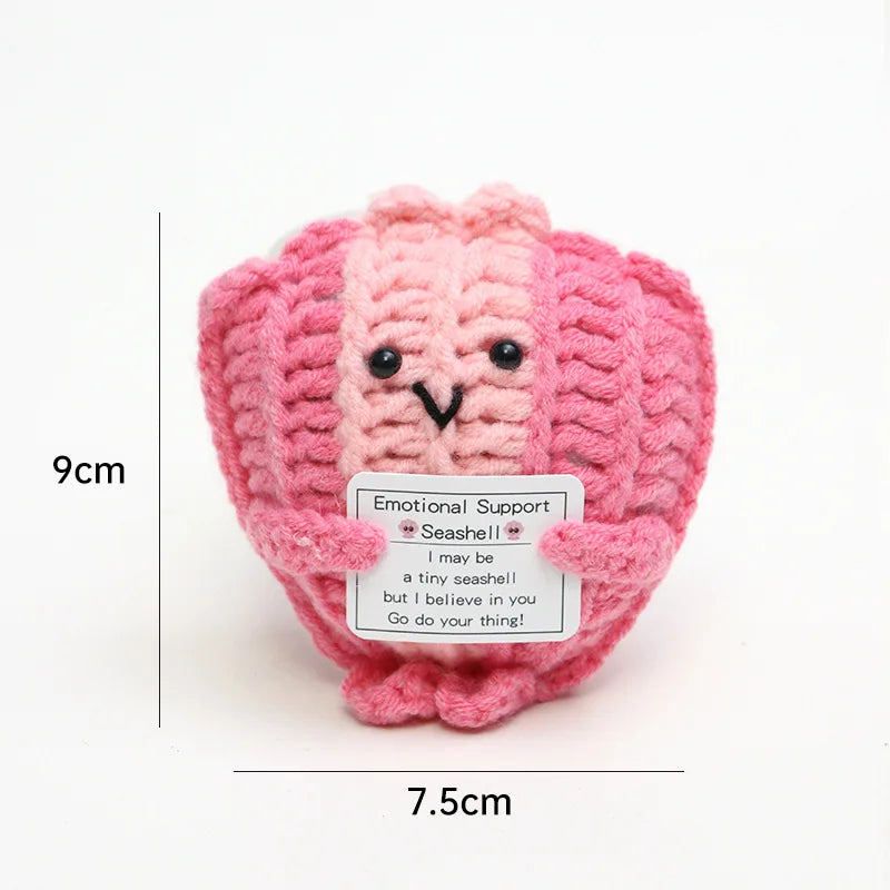 3 Pcs Positive Crochet Hedgehog Doll with Affirmation Card Home Room Decoration Funny Handmade Plush Doll Ornaments Christmas Gifts