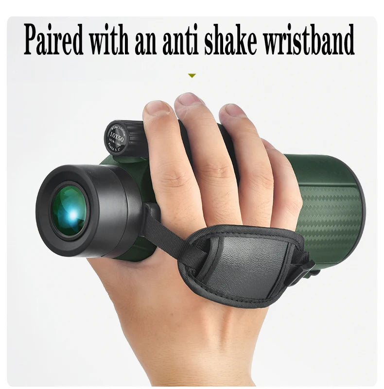 10X50 Monocular Telescope HD Professional With Anti Shake Wristband BAK4 Prism Scope Waterproof for BirdWatching Hiking