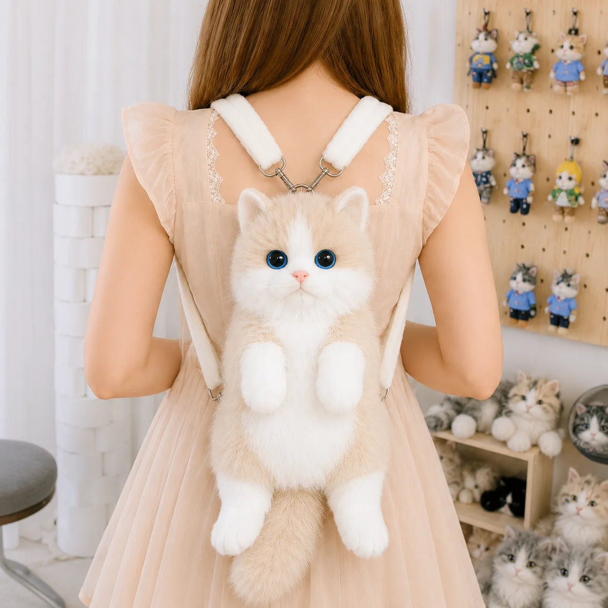 Cute Cat Plush Backpack Soft Shoulder Bag