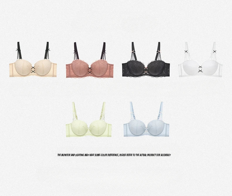 Womens Lace Half Cup Underwire Push Up Bra