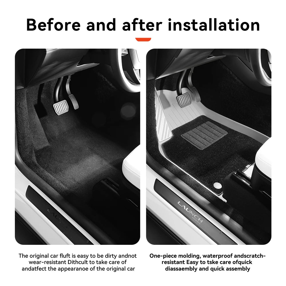 TPE Floor Mats Set with Metal Pedals for Tesla Model Y Juniper Integrated Trunk Liner All Weather Protection