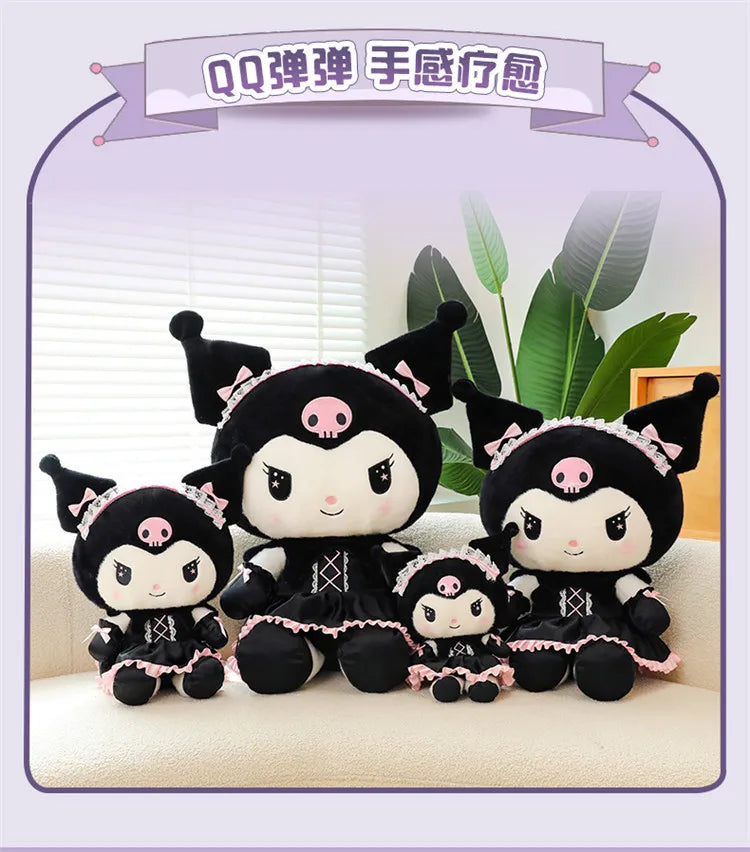 Hot Kawaii 60cm Dark Uniform Kuromi Plush Toy Cartoon Anime Sanrio Stuffed Doll Cute Kuromi Pillow for Kids Birthday Xmas Gift