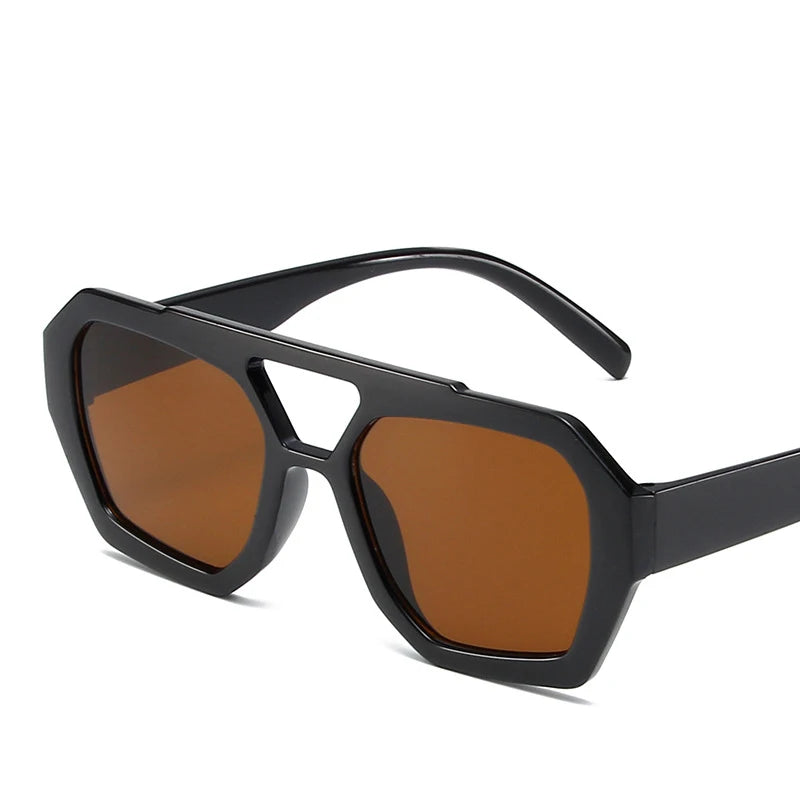 Big Frame Women's Sunglasses Retro Double Bridges Leopard Brown Gradient Eyewear Fashion Luxury Designer Sun Glasses