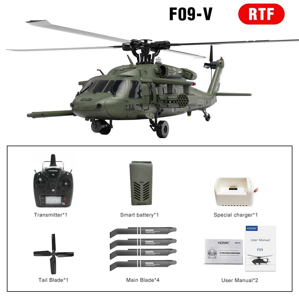 Six Channel Flybarless Remote Control Military Helicopter With Six Axis Gyroscope