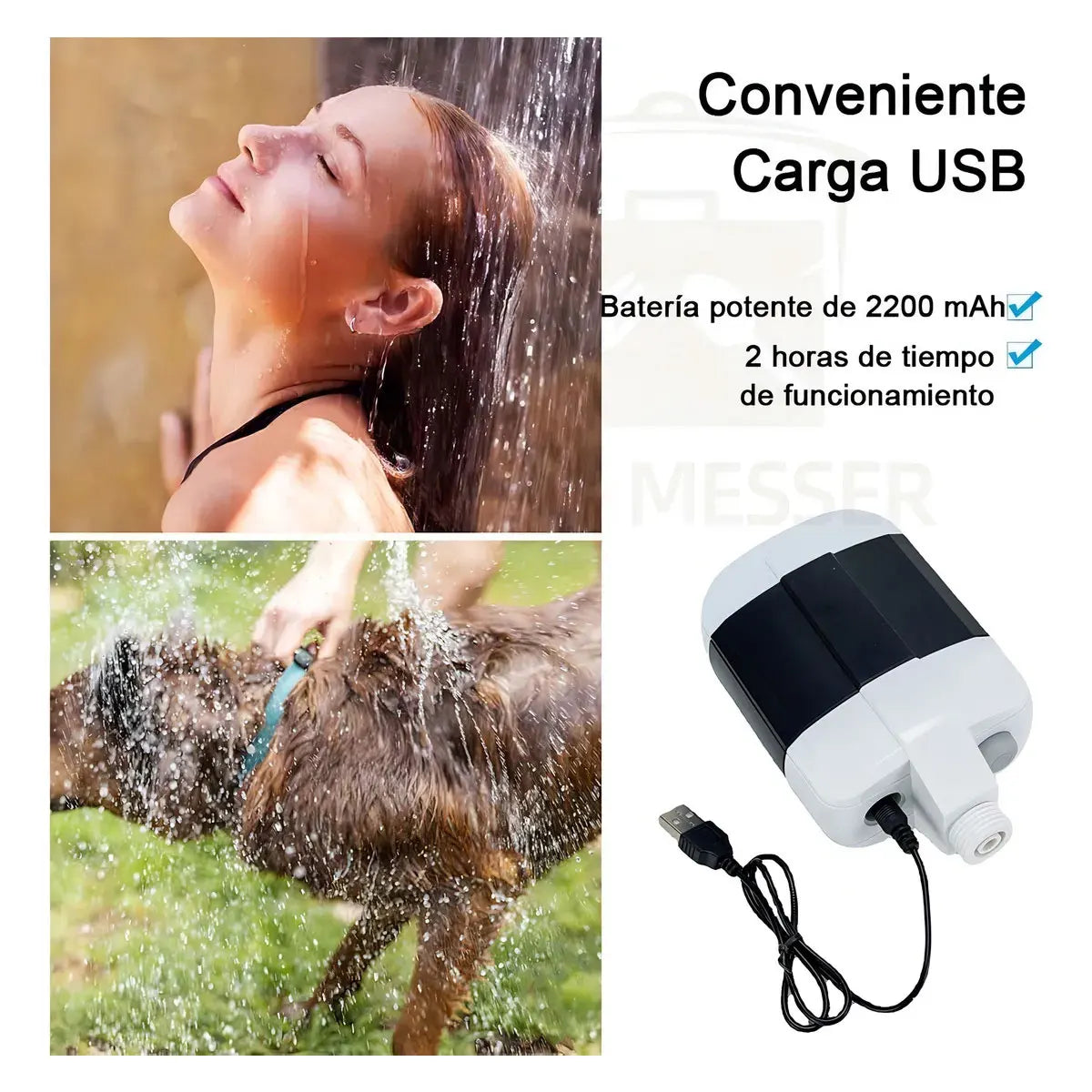 Portable USB Rechargeable Electric Camping Shower Pump Kit