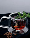 200ml Double Wall Glass Coffee Cups Espresso Clear Insulated Tea Mugs Heat Resistant Handle Mug For Latte Cappuccino