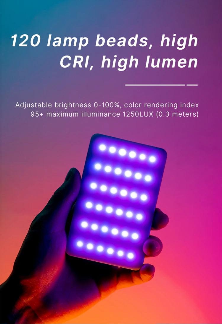 RGB LED Video Light 2500K–9000K Dimmable Photography Light Rechargeable Camera Fill Lamp