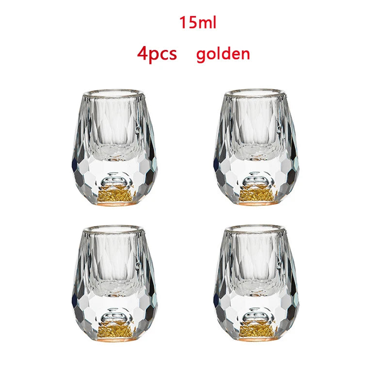 4/6pcs Diamond Crystal Liquor Glasses Set Vodka Shot Glass Wine Glasses Whiskey Glass Spirits Sake Soju Brandy Tea Cup 15ml