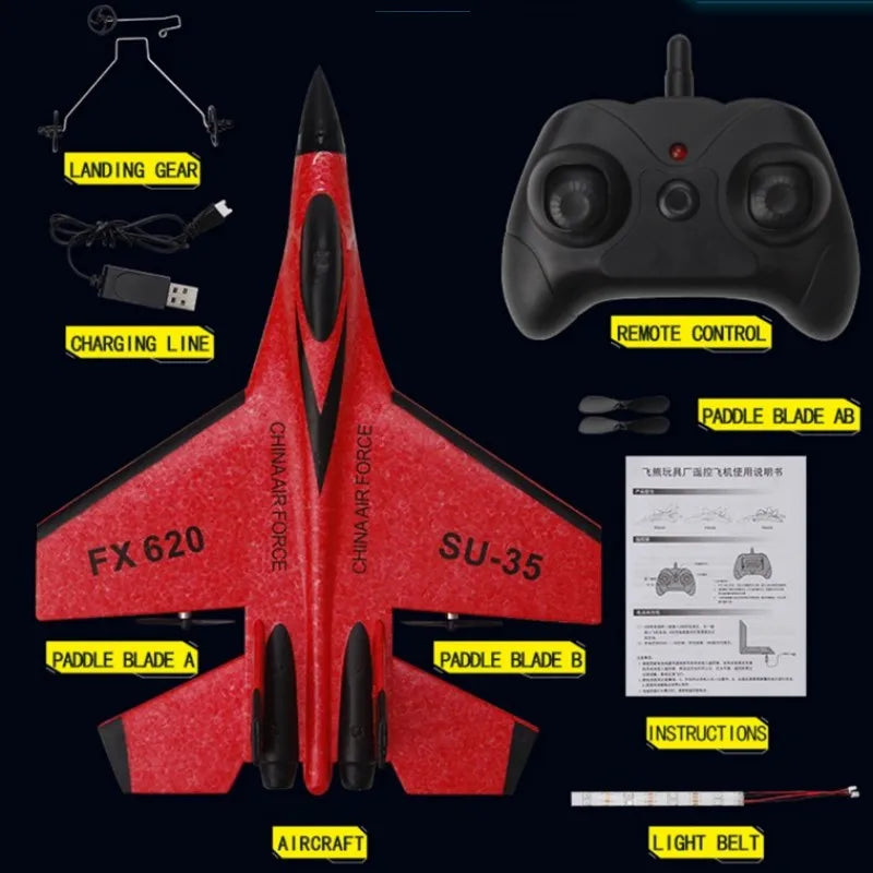 FX620 RC Plane Drone SU35 2.4G Fixed Wing Fighter Electric Toys Airplane Glider EPP Foam Toys  Boys Gift