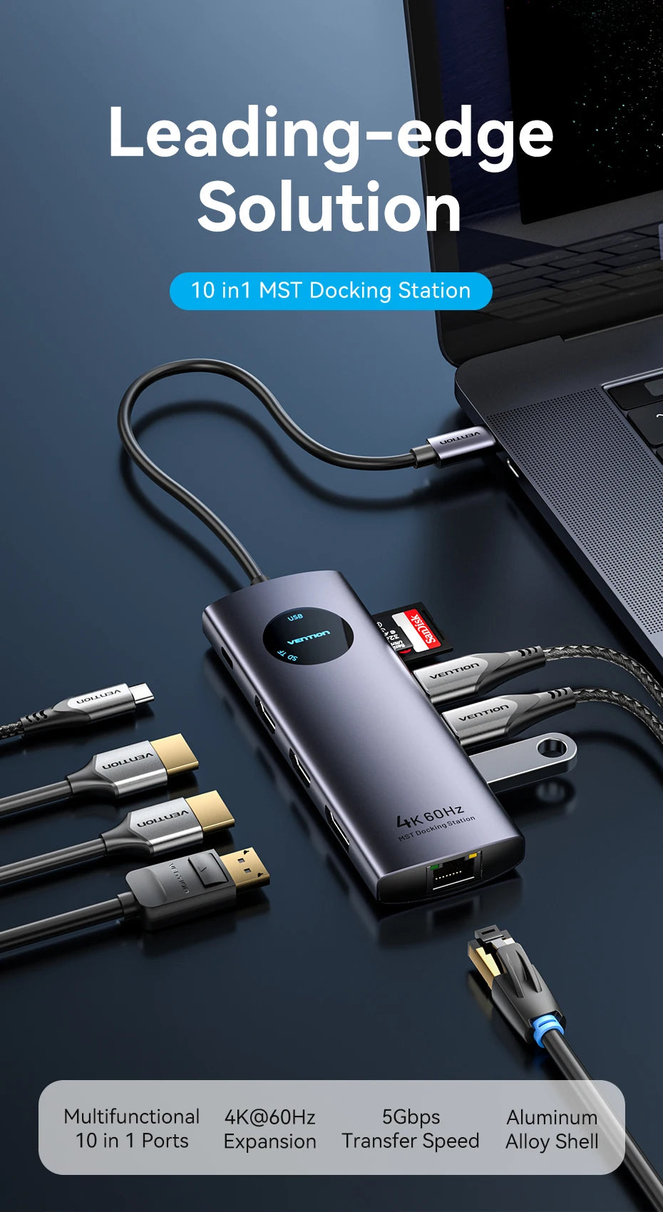 MST Docking Station Type C to HDMI DP 4K 60Hz RJ45 USB 3.0 HUB PD 100W USB C Splitter for PC Laptop Macbook Tablet