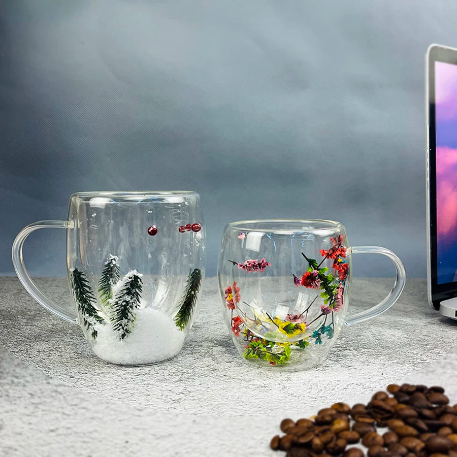 1/2/4PCS Double Wall Clear Glass Coffee Mugs Double Insulated Glass Cup For Hot Cold Beverages Cappuccino Espresso Cup