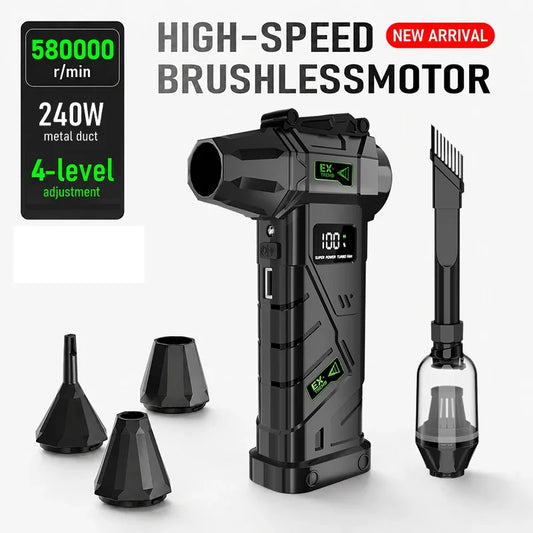 580000 RPM Turbo Jet Air Blower Cordless Air Duster With LED Light