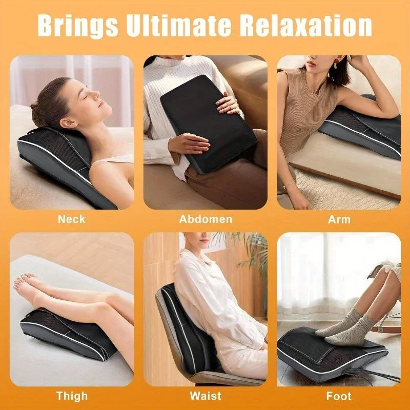 Electric Shiatsu Massage Pillow Neck Airbag Traction Body Massager Car with Heating and Vibration Function