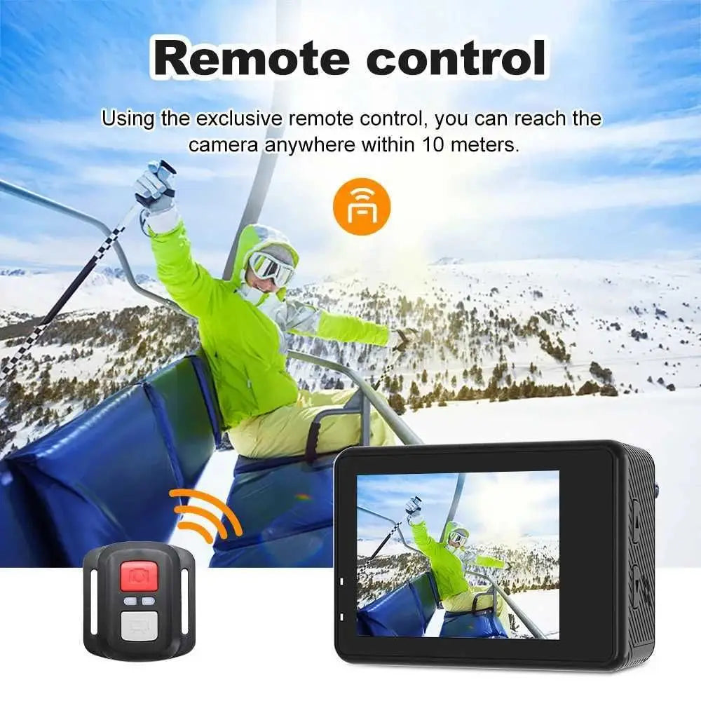 5K Action Camera Pro WiFi Waterproof Sports Camera with Remote Control EIS 1080P 60FPS for Bicycle Motorcycle Helmet