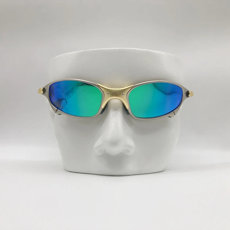 Polarized UV400 MTB Bike Cycling Sunglasses – Silver Metal Frame Riding Fishing Eyewear
