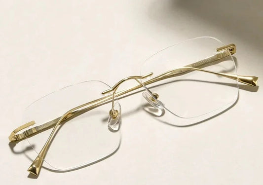 Fashion Ultra-light Decorative Titanium Eyewear Retro Square Optical Prescription Rimless Glasses Frame Men and Women