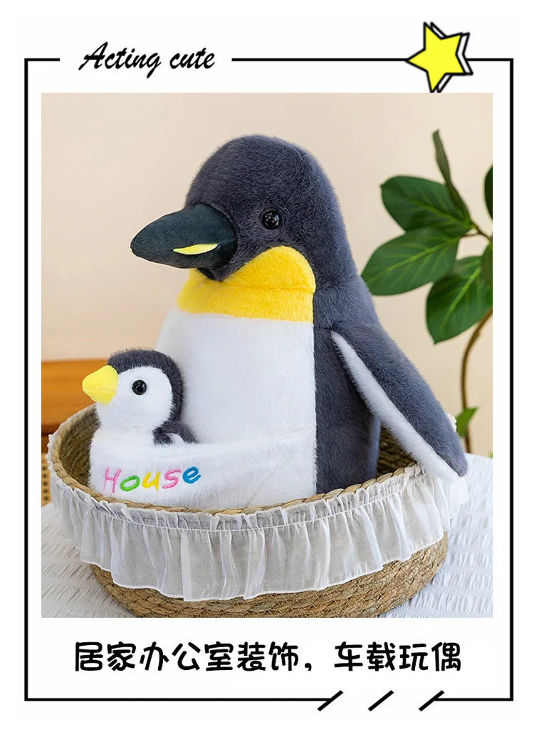 Mother Baby Penguin Plush Stuffed Doll Toy