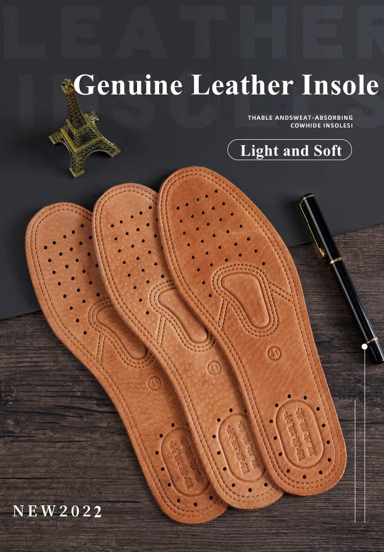 Cowhide Insole For Shoes Men Women Comfortable Deodorant Casual leather Insoles for Feet Quality Genuine Leather Flats Shoe Sole