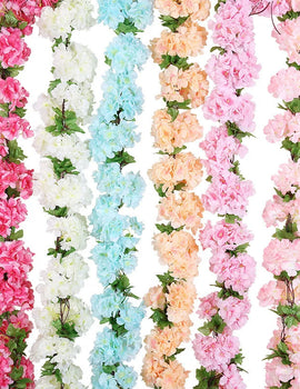 Artificial Hanging Flowers Garland Cherry Blossom Fake Plants Vines for Outdoor Home Wall DIY Wreaths Wedding Arch Garden Decor