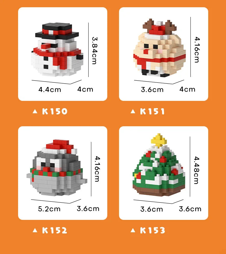 1 Piece Randomly Creative Christmas Series Building Blocks Santa Claus Tree Kawaii Damo Egg Bricks Model Toys For Xmas Gift