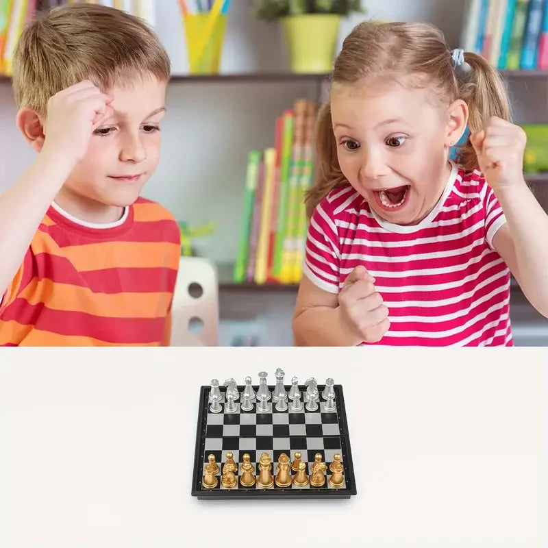 Mini  Chess Board Game Toys Folding  Plastic Chessboard Portable Interactive Toy for s Adult Birthday Gift