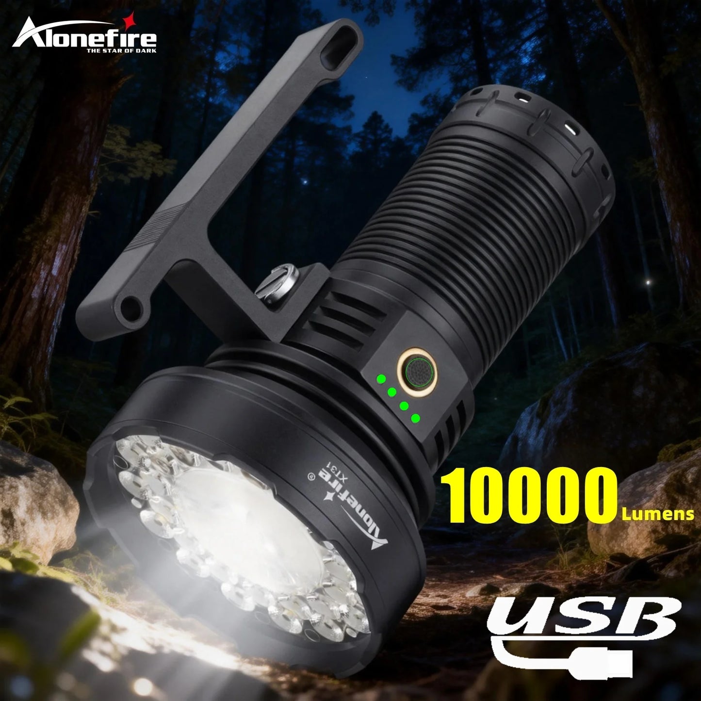 10000 Lumen 31 LED Rechargeable High Power Flashlight