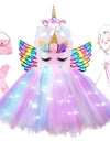 Girl Unicorn Dresses for Girls Tutu Princess Party Dresses with LED Lights Flower Birthday Party Cosplay Costume Girls Clothing
