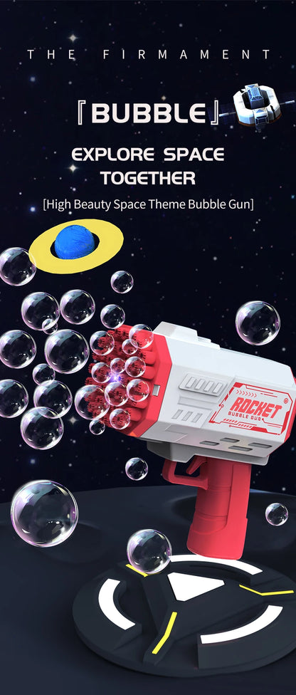 40-hole Electric Bubble Machine Handheld Gatling Automatic Bubble Gun Children's Portable Outdoor Party Toy LED Light Hair Dryer