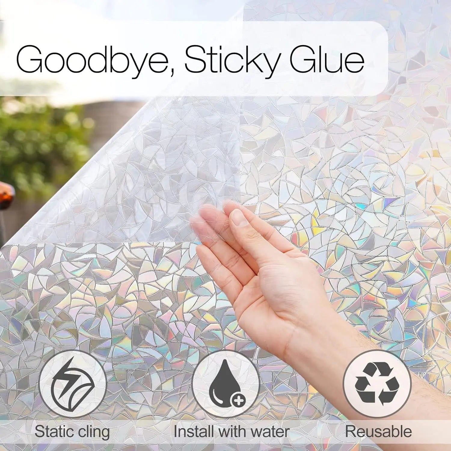 Window Privacy Film Rainbow Window Clings 3D Decorative Window Vinyl Stained Glass Window Decals, Static Cling Window Sticker