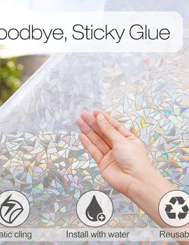 Window Privacy Film Rainbow Window Clings 3D Decorative Window Vinyl Stained Glass Window Decals, Static Cling Window Sticker