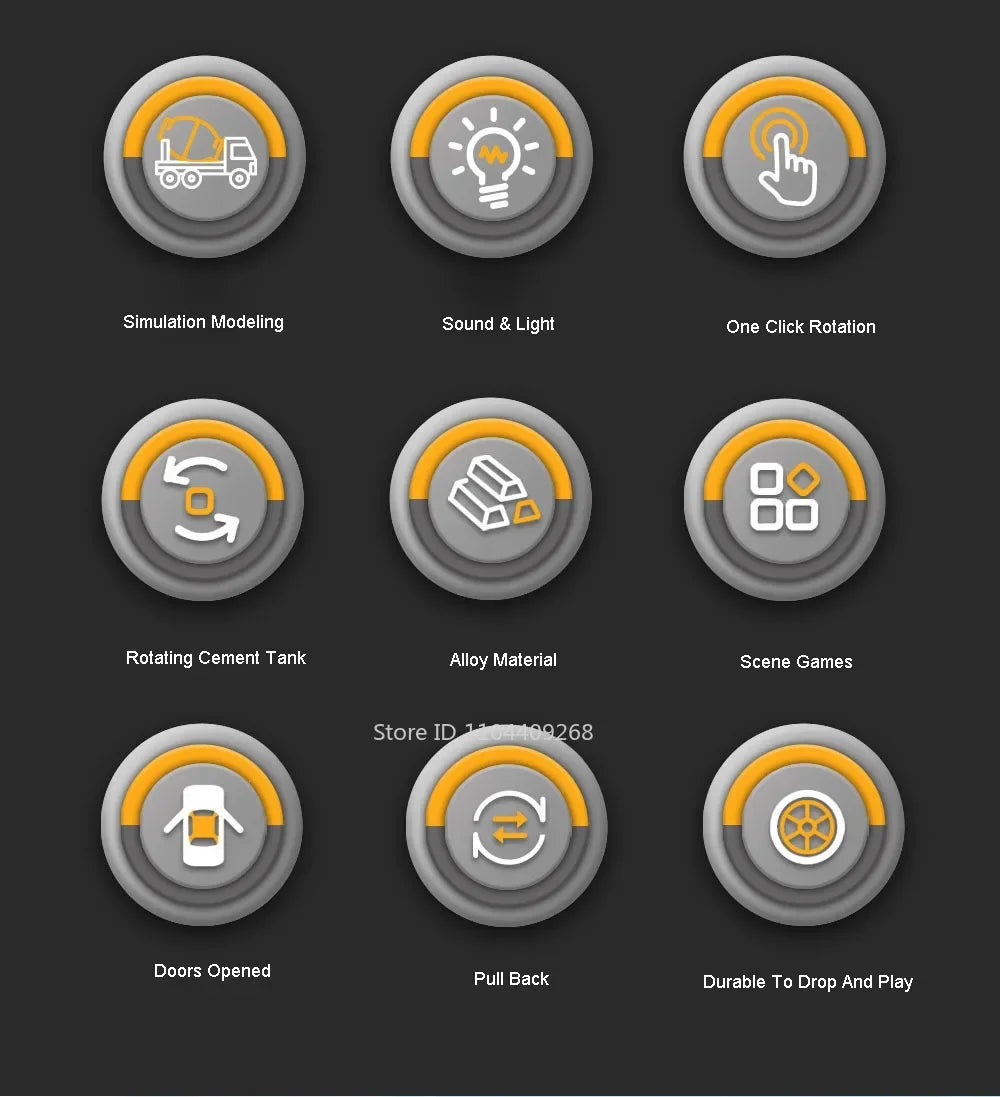 1:40 Electric Cement Mixer Truck Model Toy Alloy Diecast Sound Light Pull Back Engineering Vehicle Models for Boys Gifts