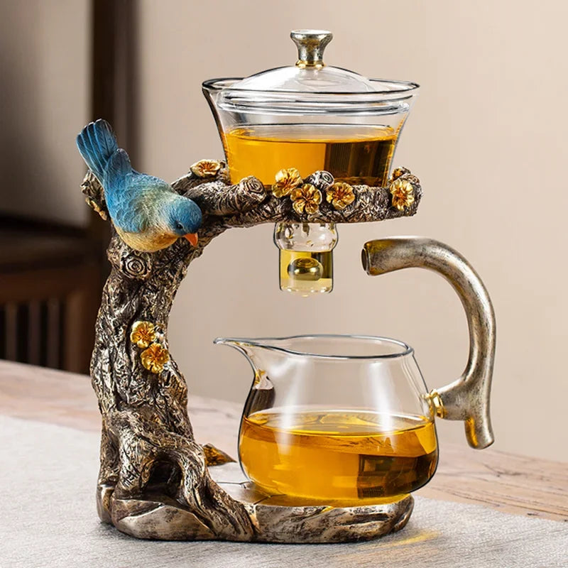Glass Kung Fu Tea Set with Magnetic Suction Teapot and Tea Cups 900ml
