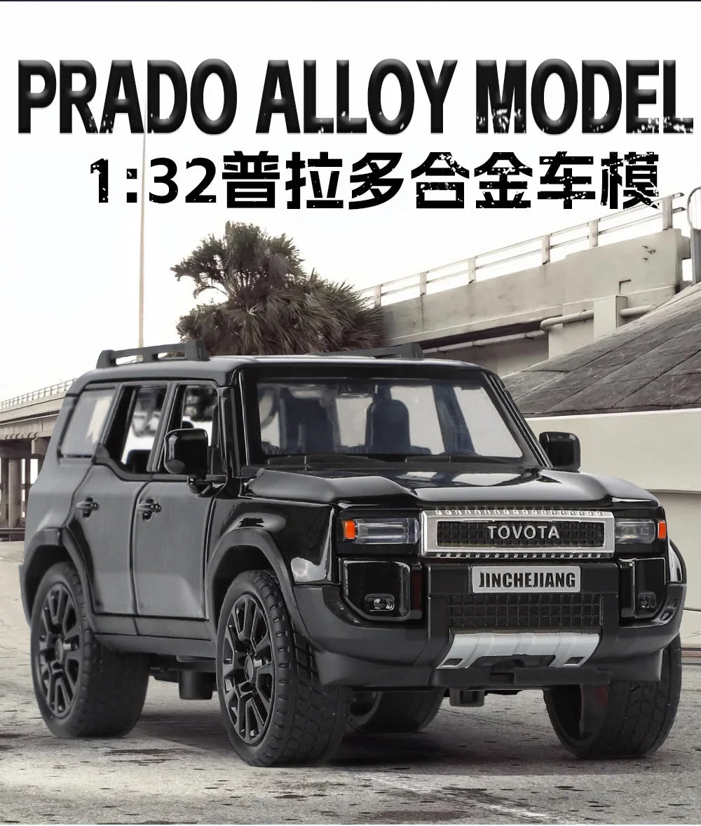 1/32 PRADO Land Cruiser Alloy Car Model Diecast Metal Off-road Vehicle Car Model Simulation Sound and Light Toy Gift