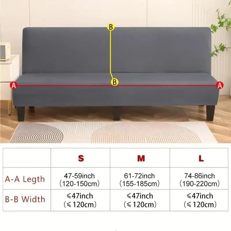 Armless Sofa Covers Elastic Solid Color Sofa Bed Cover Folding Seat Slipcover Dust-proof Stretch Couch Protector for Living Room