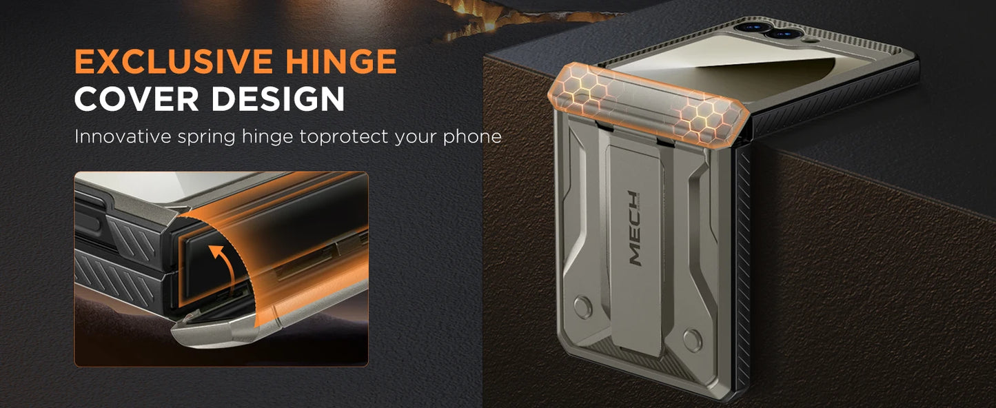 for Z Flip 6 Case with Kickstand Belt-Clip Hinge Protection Cover Screen Protector Military Grade Shockproof Phone Case
