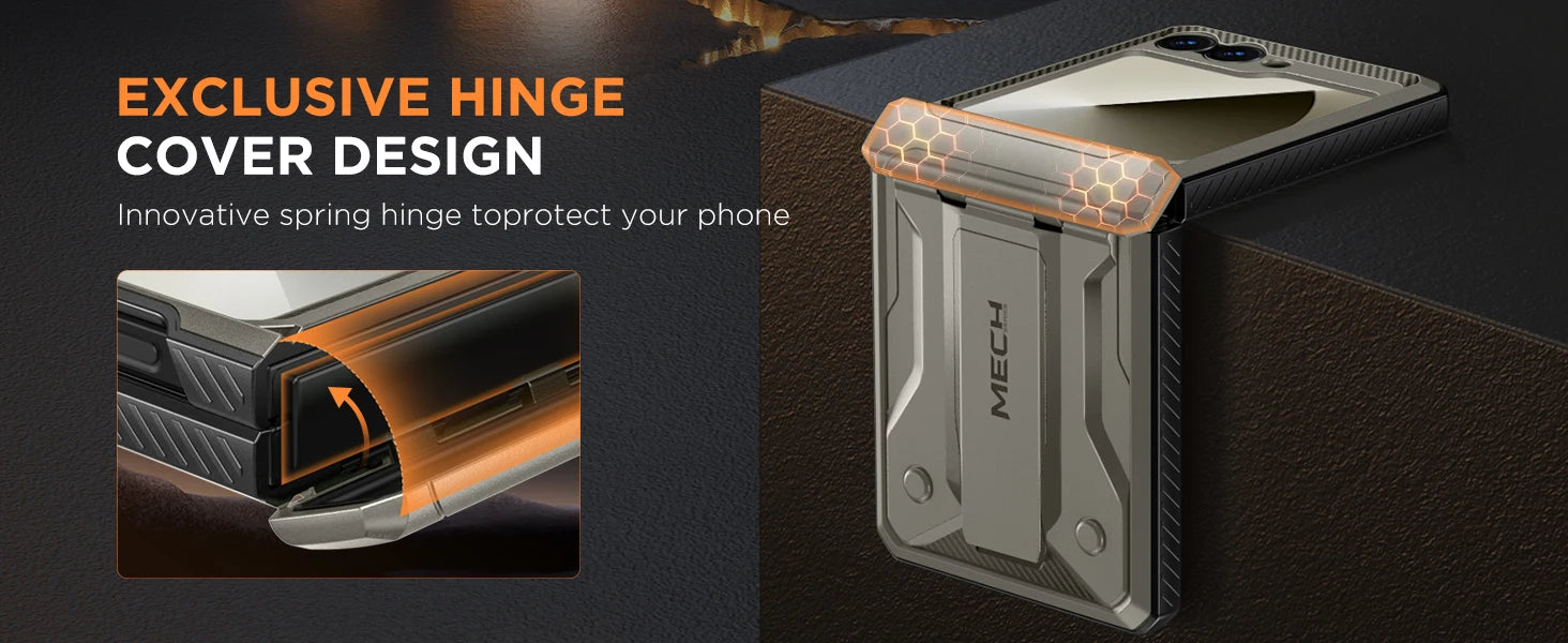 for Z Flip 6 Case with Kickstand Belt-Clip Hinge Protection Cover Screen Protector Military Grade Shockproof Phone Case